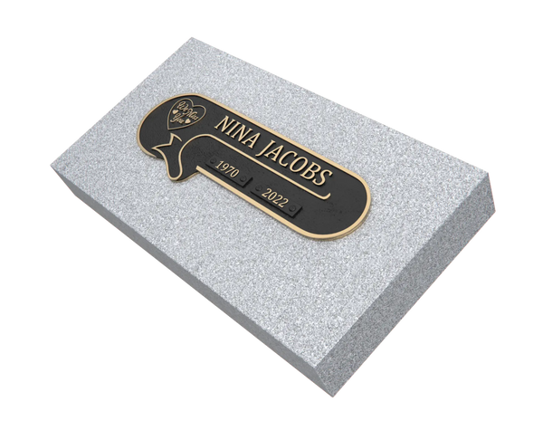 Custom bronze memorial plaque on a granite base by Legacy Bronze