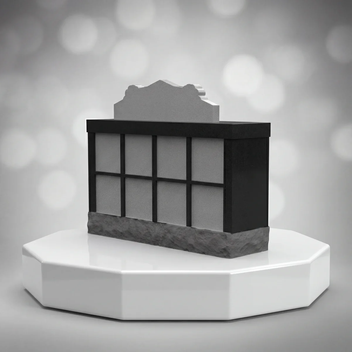 Black granite columbarium with individual niches by Memoria Columbaria