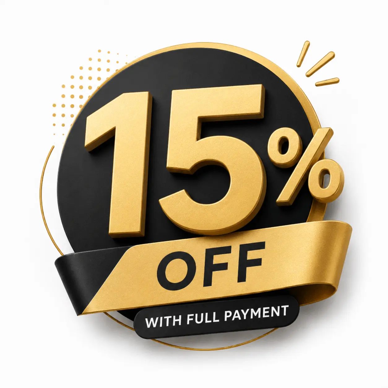 For full payment 15%